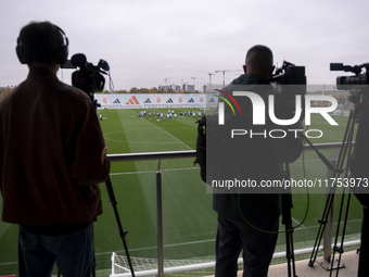 A general view of the training field during the Real Madrid training session and press conference ahead of the La Liga 2024/25 match against...