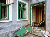 A house is damaged by an overnight Russian drone attack in Odesa, Ukraine, on November 8, 2024. One person is killed and nine others are wou...