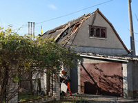 A house is damaged by an overnight Russian drone attack in Odesa, Ukraine, on November 8, 2024. One person is killed and nine others are wou...