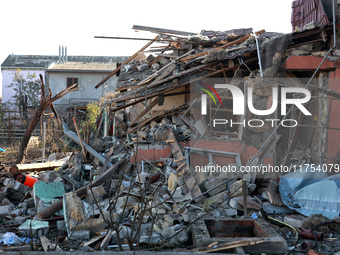 A house is damaged by an overnight Russian drone attack in Odesa, Ukraine, on November 8, 2024. One person is killed and nine others are wou...