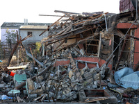 A house is damaged by an overnight Russian drone attack in Odesa, Ukraine, on November 8, 2024. One person is killed and nine others are wou...