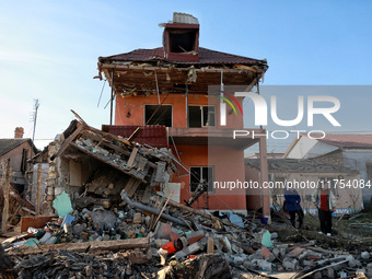 A house is damaged by an overnight Russian drone attack in Odesa, Ukraine, on November 8, 2024. One person is killed and nine others are wou...