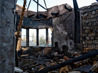 A burnt-out house is seen after an overnight Russian drone attack in Odesa, Ukraine, on November 8, 2024. One person is killed and nine othe...