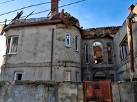 A house is damaged by an overnight Russian drone attack in Odesa, Ukraine, on November 8, 2024. One person is killed and nine others are wou...