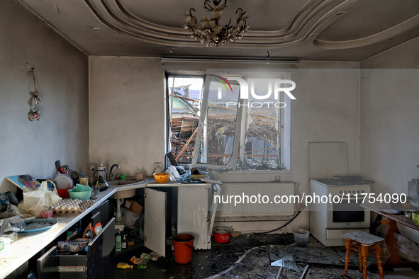 A kitchen is in a house damaged by an overnight Russian drone attack in Odesa, Ukraine, on November 8, 2024. One person is killed and nine o...