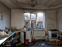 A kitchen is in a house damaged by an overnight Russian drone attack in Odesa, Ukraine, on November 8, 2024. One person is killed and nine o...