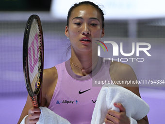 RIYADH, SAUDI ARABIA - NOVEMBER 08: Qinwen Zheng of China during her semi-final match against Barbora Krejcikova of Czech Republic , on Day...