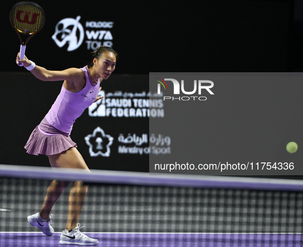 RIYADH, SAUDI ARABIA - NOVEMBER 08: Qinwen Zheng of China during her semi-final match against Barbora Krejcikova of Czech Republic, on Day 7...