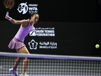 RIYADH, SAUDI ARABIA - NOVEMBER 08: Qinwen Zheng of China during her semi-final match against Barbora Krejcikova of Czech Republic, on Day 7...