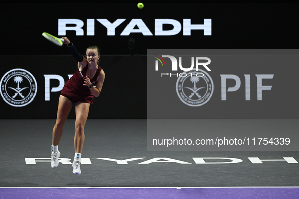 RIYADH, SAUDI ARABIA - NOVEMBER 08: Barbora Krejcikova of Czech Republic during her semi-final match against Qinwen Zheng of China, on Day 7...