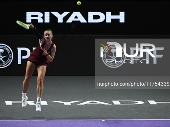 RIYADH, SAUDI ARABIA - NOVEMBER 08: Barbora Krejcikova of Czech Republic during her semi-final match against Qinwen Zheng of China, on Day 7...