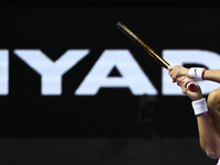 RIYADH, SAUDI ARABIA - NOVEMBER 08: Qinwen Zheng of China during her semi-final match against Barbora Krejcikova of Czech Republic, on Day 7...