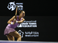 RIYADH, SAUDI ARABIA - NOVEMBER 08: Qinwen Zheng of China during her semi-final match against Barbora Krejcikova of Czech Republic, on Day 7...