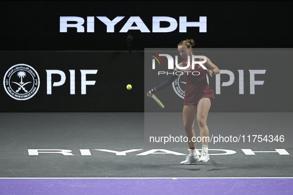 RIYADH, SAUDI ARABIA - NOVEMBER 08: Barbora Krejcikova of Czech Republic during her semi-final match against Qinwen Zheng of China, on Day 7...