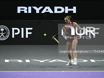 RIYADH, SAUDI ARABIA - NOVEMBER 08: Barbora Krejcikova of Czech Republic during her semi-final match against Qinwen Zheng of China, on Day 7...