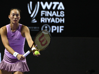 RIYADH, SAUDI ARABIA - NOVEMBER 08: Qinwen Zheng of China during her semi-final match against Barbora Krejcikova of Czech Republic, on Day 7...