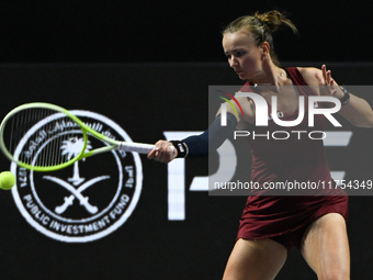 RIYADH, SAUDI ARABIA - NOVEMBER 08: Barbora Krejcikova of Czech Republic during her semi-final match against Qinwen Zheng of China, on Day 7...