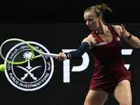 RIYADH, SAUDI ARABIA - NOVEMBER 08: Barbora Krejcikova of Czech Republic during her semi-final match against Qinwen Zheng of China, on Day 7...