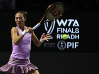 RIYADH, SAUDI ARABIA - NOVEMBER 08: Qinwen Zheng of China during her semi-final match against Barbora Krejcikova of Czech Republic, on Day 7...