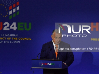 A joint press conference is held by Ursula Von Der Leyen, President of the European Commission, Charles Michel, President of the European Co...