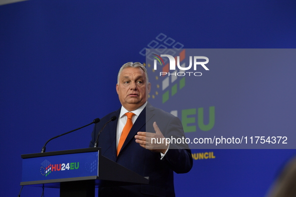 A joint press conference is held by Ursula Von Der Leyen, President of the European Commission, Charles Michel, President of the European Co...