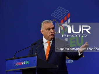 A joint press conference is held by Ursula Von Der Leyen, President of the European Commission, Charles Michel, President of the European Co...