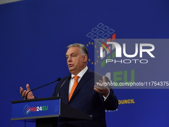 A joint press conference is held by Ursula Von Der Leyen, President of the European Commission, Charles Michel, President of the European Co...