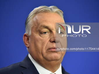 A joint press conference is held by Ursula Von Der Leyen, President of the European Commission, Charles Michel, President of the European Co...