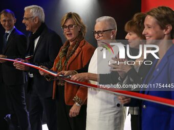 French Delegate Minister for Rural Affairs, Trade and Crafts Francoise Gatel (white jacket), French Delegate Minister for Social and Solidar...