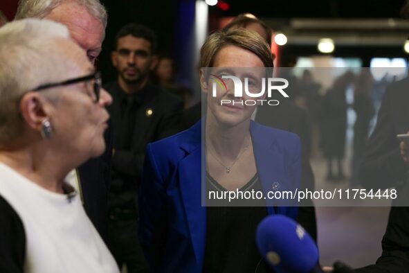 French Delegate Minister for Rural Affairs, Trade and Crafts Francoise Gatel (white jacket) and Secretary of State for Consumerism Laurence...