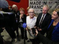 French Delegate Minister for Rural Affairs, Trade and Crafts Francoise Gatel (white jacket) and Secretary of State for Consumerism Laurence...