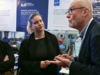 President of the LFI-NFP parliamentary group, Mathilde Panot, visits the 12th edition of the ''Made In France'' fair in Paris, France, on No...