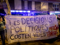 Catalan left-wing and independentist groups demonstrate in front of the headquarters of the Popular Party, led by the regional government of...