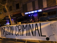 Catalan left-wing and independentist groups demonstrate in front of the headquarters of the Popular Party, led by the regional government of...