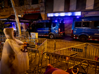 Catalan left-wing and independentist groups demonstrate in front of the headquarters of the Popular Party, led by the regional government of...