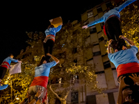 Catalan left-wing and independentist groups demonstrate in front of the headquarters of the Popular Party, led by the regional government of...