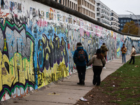  People visit East Side Gallery a day ahead of the 35th anniversary of the fall of the Berlin Wall. Berlin, Germany on November 8th, 2024. (