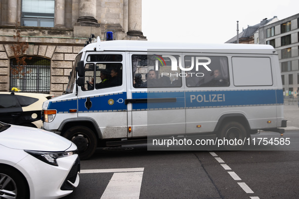 Police car is seen a day ahead of the 35th anniversary of the fall of the Berlin Wall. Berlin, Germany on November 8th, 2024. 