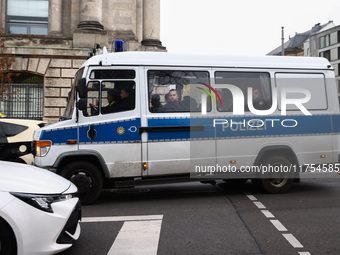 Police car is seen a day ahead of the 35th anniversary of the fall of the Berlin Wall. Berlin, Germany on November 8th, 2024. (