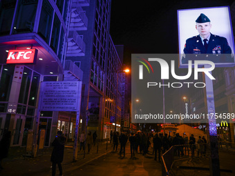 Checkpoint Charlie memorial site a day ahead of the 35th anniversary of the fall of the Berlin Wall. Berlin, Germany on November 8th, 2024....