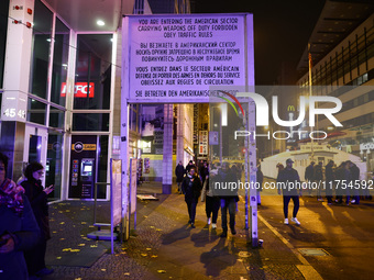 Checkpoint Charlie memorial site a day ahead of the 35th anniversary of the fall of the Berlin Wall. Berlin, Germany on November 8th, 2024....