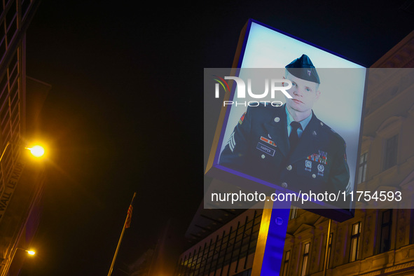 Checkpoint Charlie memorial site a day ahead of the 35th anniversary of the fall of the Berlin Wall. Berlin, Germany on November 8th, 2024. 