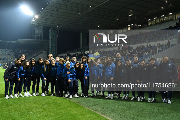 The Frosinone Calcio Women's Team plays during the 13th day of the Serie BKT Championship between Frosinone Calcio and Palermo F.C. at the B...