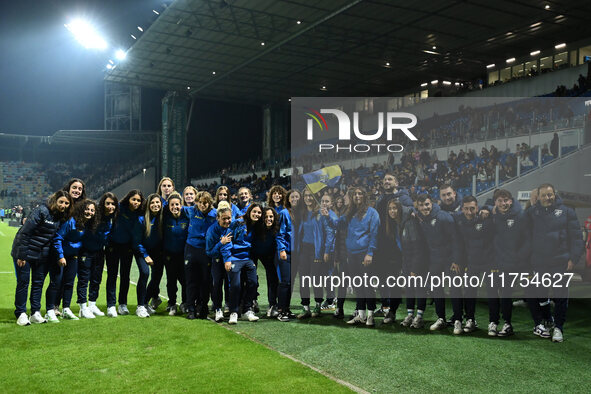 The Frosinone Calcio Women's Team plays during the 13th day of the Serie BKT Championship between Frosinone Calcio and Palermo F.C. at the B...