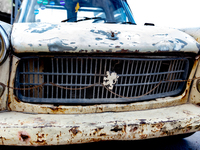 An old Peugeot is seen in Djebel el Negueb mountain in Chebika Oasis in central Tunisia on October30, 2024. (