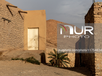 A view on Djebel el Negueb  mountain in Chebika Oasis in central Tunisia on October30, 2024. (