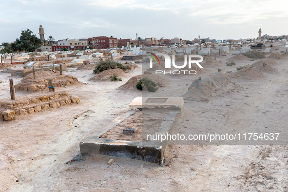 A local cemetery is seen in Tozeur in central Tunisia on October 28, 2024. 