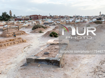 A local cemetery is seen in Tozeur in central Tunisia on October 28, 2024. (