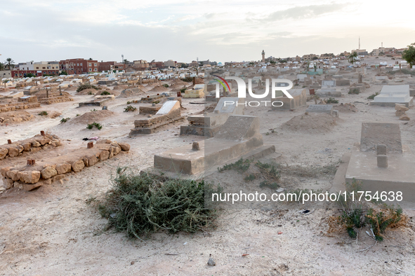 A local cemetery is seen in Tozeur in central Tunisia on October 28, 2024. 