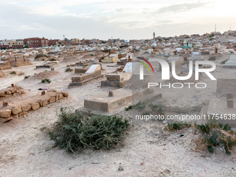 A local cemetery is seen in Tozeur in central Tunisia on October 28, 2024. (